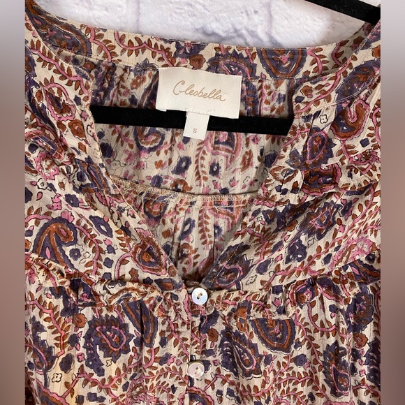 Cleobella Paisley Print Ruffle Blouse Boho Purple & Pink Size S - Picture 4 of 7